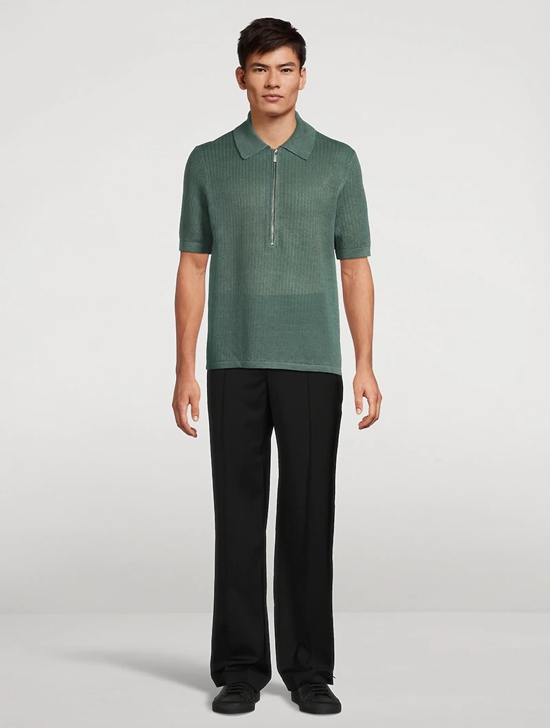 Linen Zip Polo Shirt