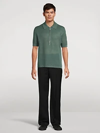 Linen Zip Polo Shirt