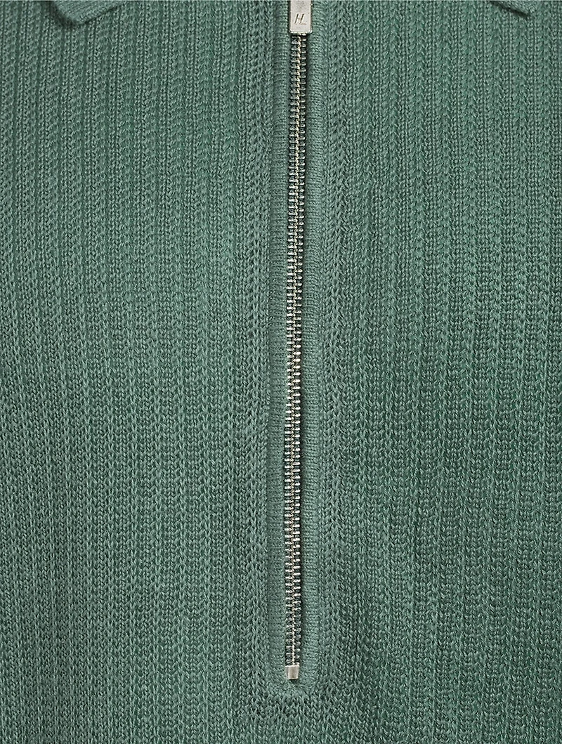 Linen Zip Polo Shirt