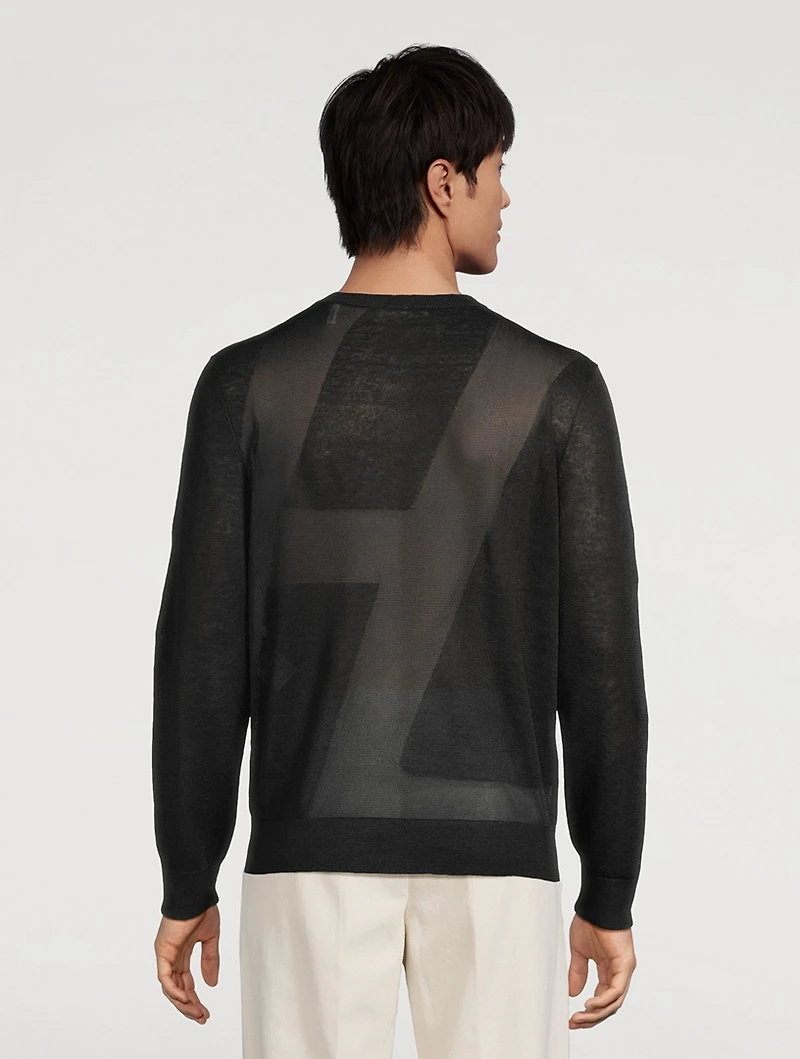 Linen Sheer Logo Sweater