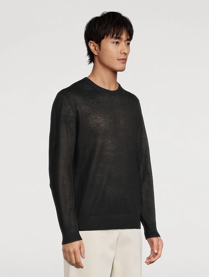 Linen Sheer Logo Sweater