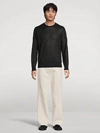 Linen Sheer Logo Sweater