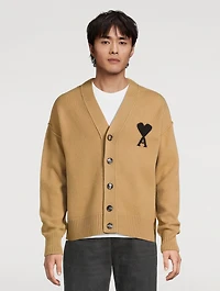 Felted Merino Wool Knit Cardigan