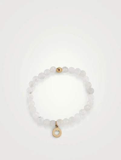 Bohème Moonstone Beaded Bracelet With 14K Gold Heart Charm