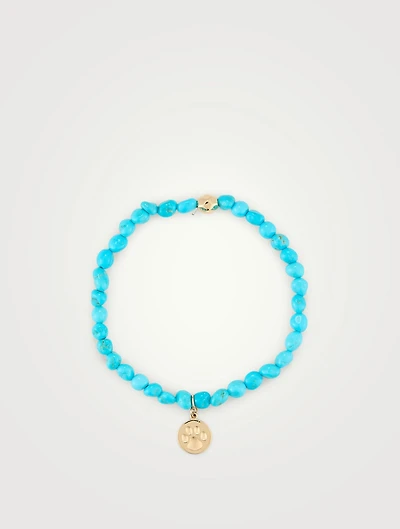 Bohème Turquoise Beaded Bracelet With 14K Gold Paw Charm