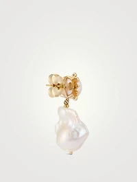Cléo 14K Gold Baroque Pearl Earrings With Diamonds