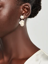 Cléo 14K Gold Baroque Pearl Earrings With Diamonds
