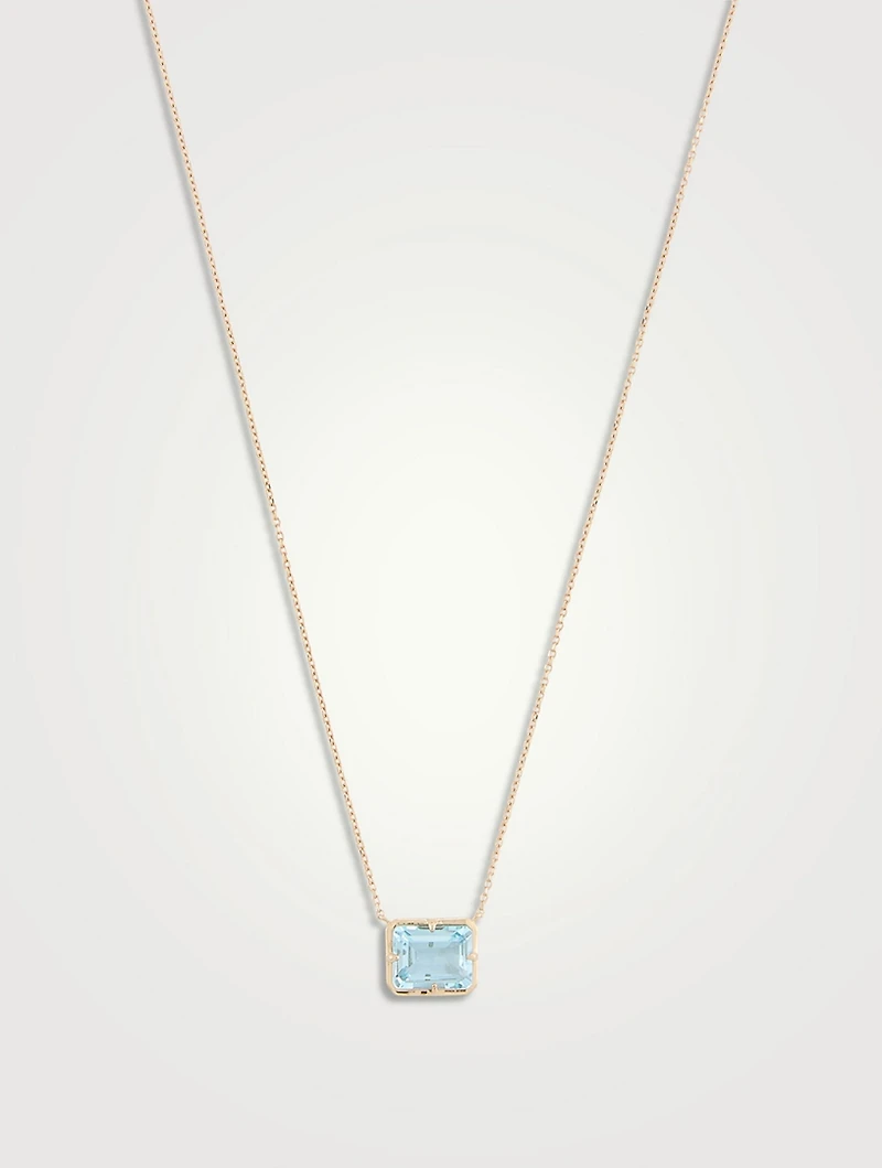 Cléo Grande 14K Gold Chain Necklace With Blue Topaz