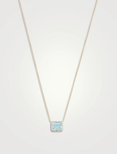Cléo Grande 14K Gold Chain Necklace With Blue Topaz