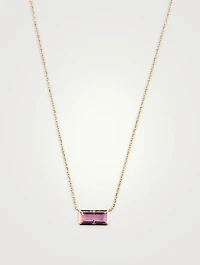 Classique Carré 14K Gold Baguette Necklace With Pink Sapphire
