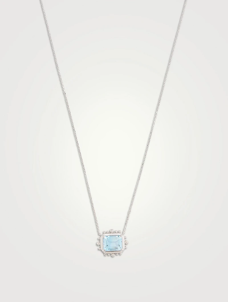 Dew Drop Silver Chain Necklace With Blue Topaz