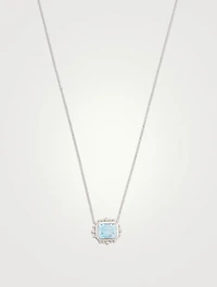 Dew Drop Silver Chain Necklace With Blue Topaz