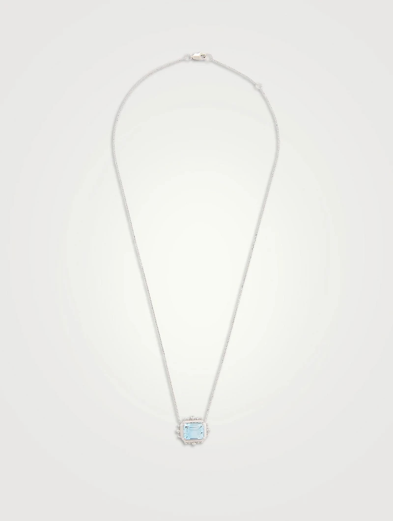 Dew Drop Silver Chain Necklace With Blue Topaz
