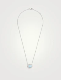 Dew Drop Silver Chain Necklace With Blue Topaz