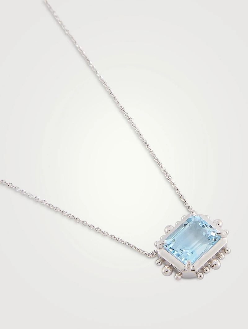 Dew Drop Silver Chain Necklace With Blue Topaz