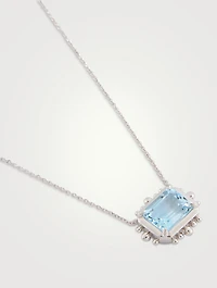 Dew Drop Silver Chain Necklace With Blue Topaz