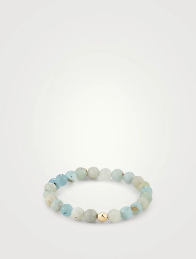 Bohème Aquamarine Beaded Bracelet With 14K Gold Ball Charm