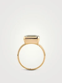 Cléo Daniela 14K Gold Bezel Emerald Cut Blue Topaz Ring