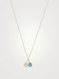 Anzie x Mel Soldera 14K Gold Clover Charm Necklace With Topaz And Diamond