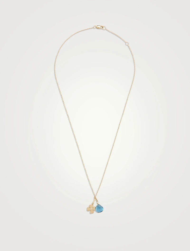 Anzie x Mel Soldera 14K Gold Clover Charm Necklace With Topaz And Diamond