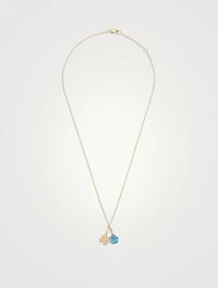 Anzie x Mel Soldera 14K Gold Clover Charm Necklace With Topaz And Diamond