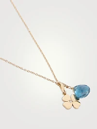 Anzie x Mel Soldera 14K Gold Clover Charm Necklace With Topaz And Diamond