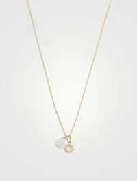 Aztec Sun 14K Gold Chain Necklace With Pearl