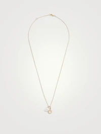 Aztec Sun 14K Gold Chain Necklace With Pearl