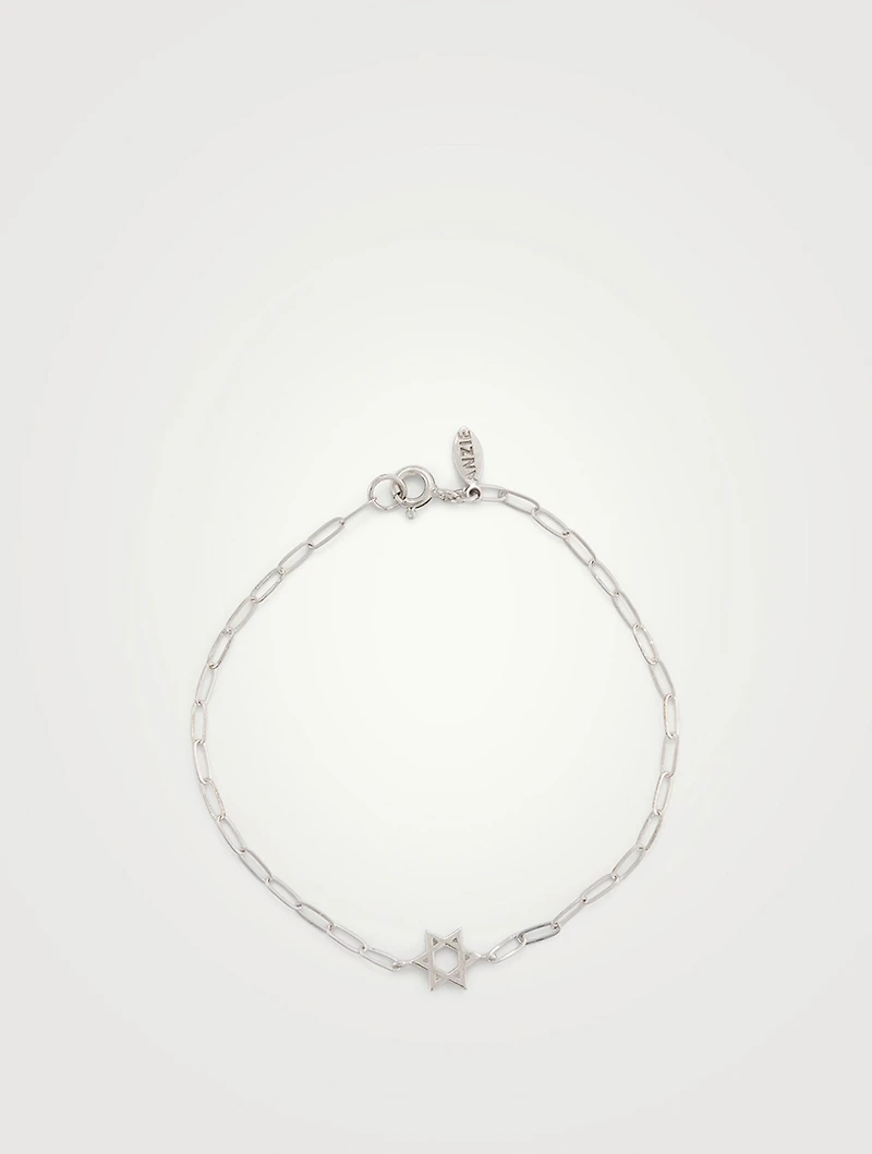 Star Of David Silver Chain Bracelet