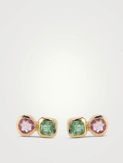 Cléo Jaeda 14K Gold Duo Stud Earrings With Sapphires