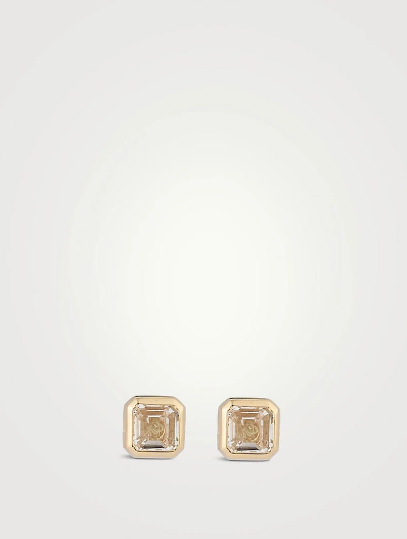 Cléo Jaeda 14K Gold Square Stud Earrings With Topaz