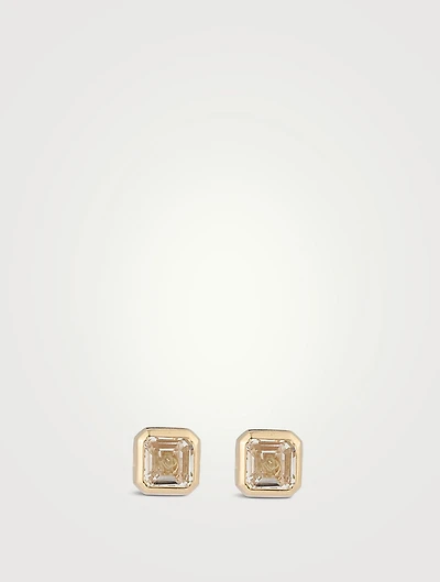 Cléo Jaeda 14K Gold Square Stud Earrings With Topaz
