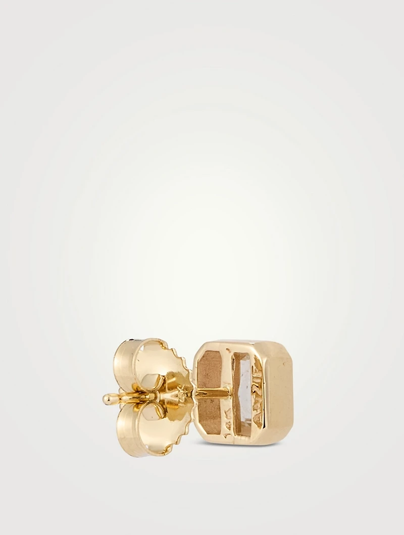 Cléo Jaeda 14K Gold Square Stud Earrings With Topaz