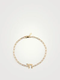Love Letter 14K Gold Chai Paper Clip Bracelet With Diamonds
