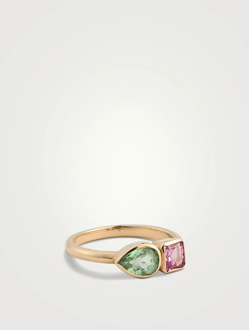 Cléo Jaeda 14K Gold Duo Ring With Sapphire