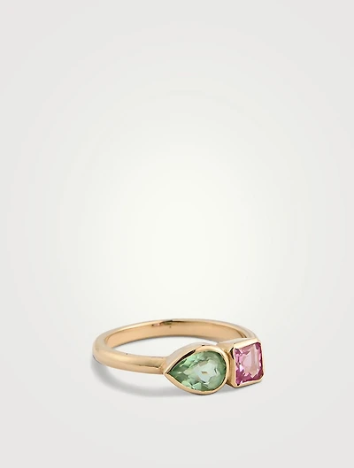 Cléo Jaeda 14K Gold Duo Ring With Sapphire