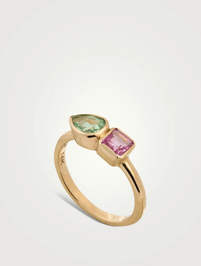 Cléo Jaeda 14K Gold Duo Ring With Sapphire