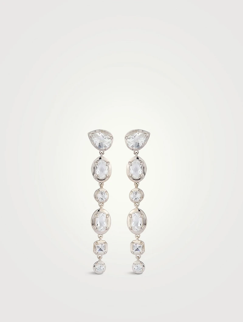 Mélia Silver Pear Linear Earrings With Topaz