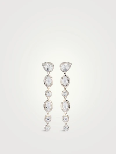 Mélia Silver Pear Linear Earrings With Topaz