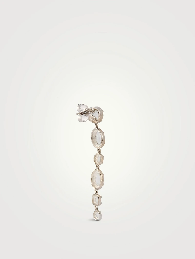 Mélia Silver Pear Linear Earrings With Topaz