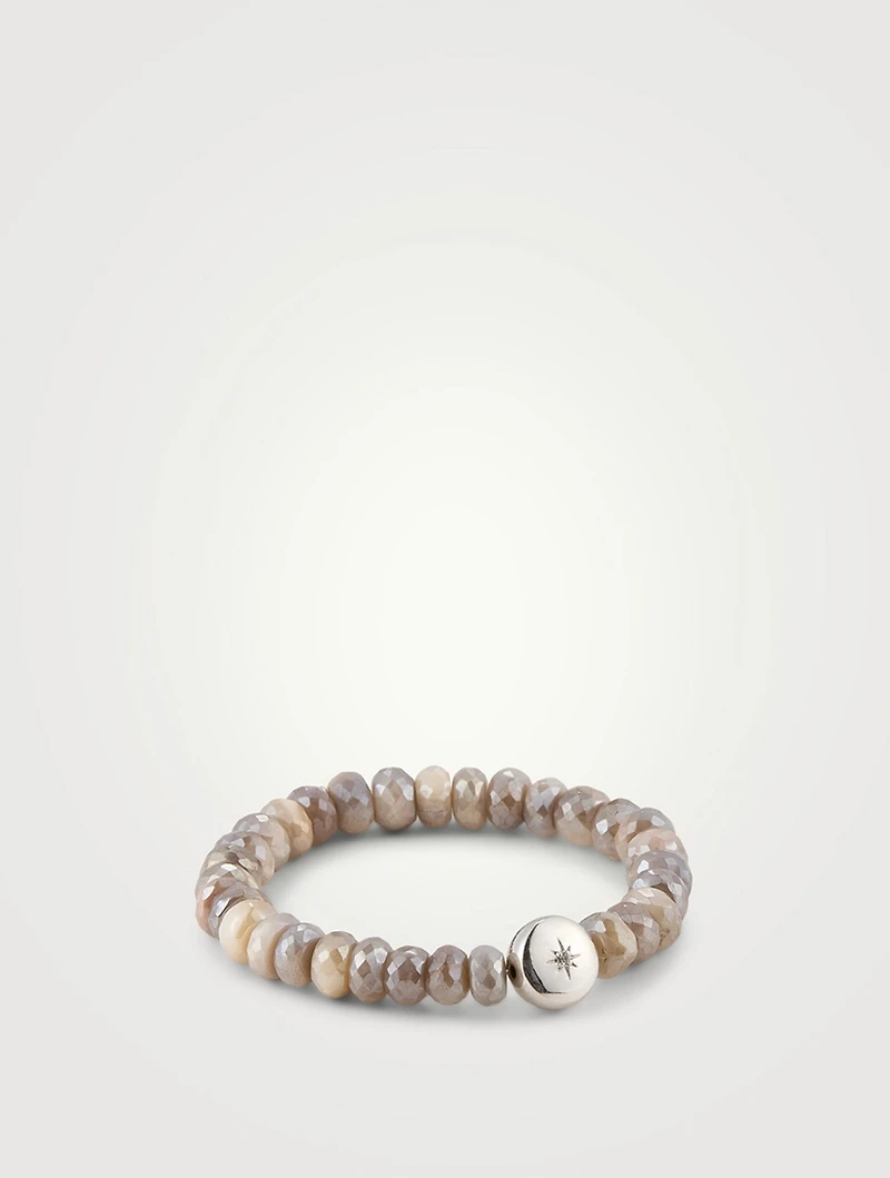 Bohème Moonstone Beaded Bracelet With Silver Star Charm