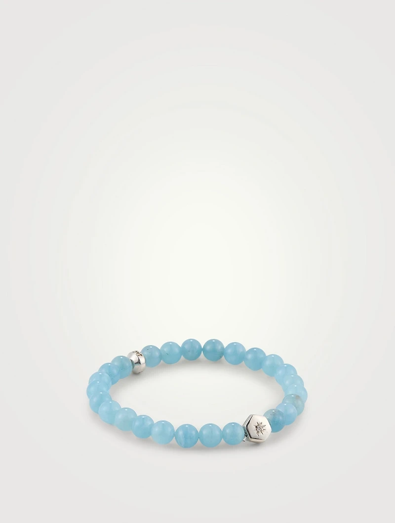 Soul Aquamarine Beaded Bracelet With Silver Star Charm