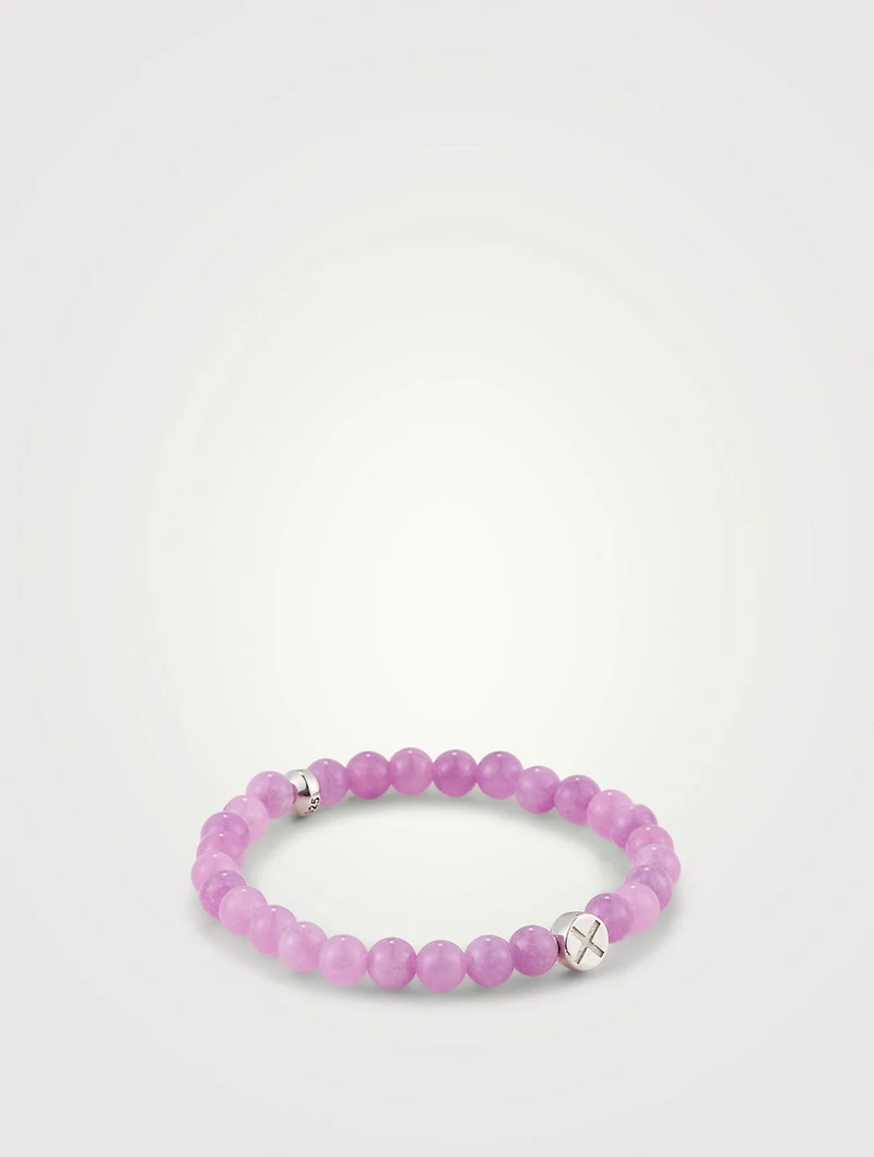 Soul Light Amethyst Beaded Bracelet With Silver X Charm