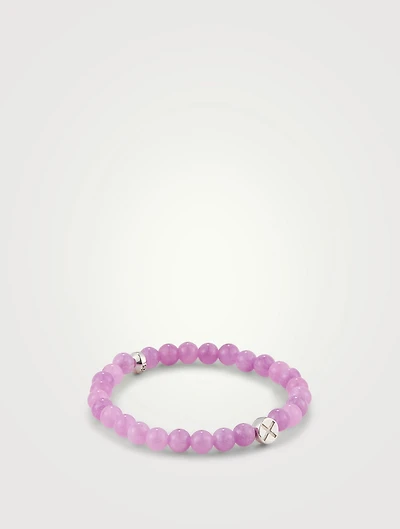 Soul Light Amethyst Beaded Bracelet With Silver X Charm