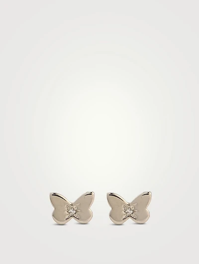 Mini Jac+Jo 14K Gold Icon Butterfly Stud Earring With Sapphire