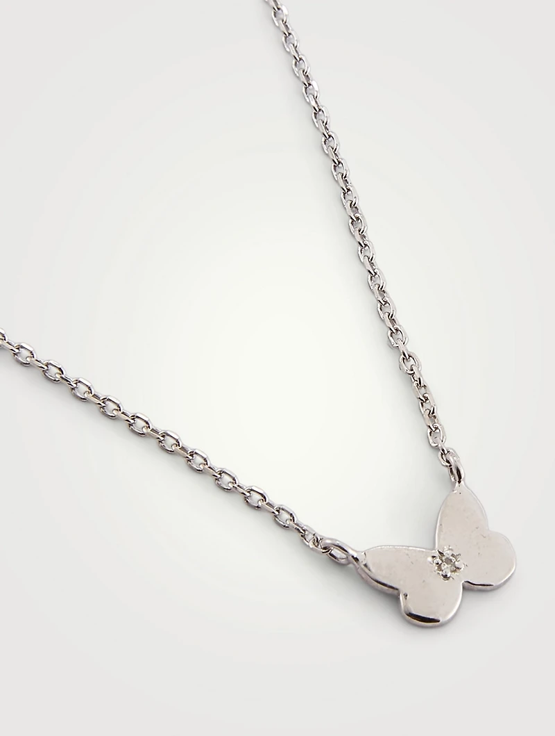 Jac+Jo Amanda Silver Butterfly Necklace With Sapphire