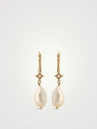 Emilia 14K Gold Gothic Star Baroque Pearl Drop Earrings With Topaz