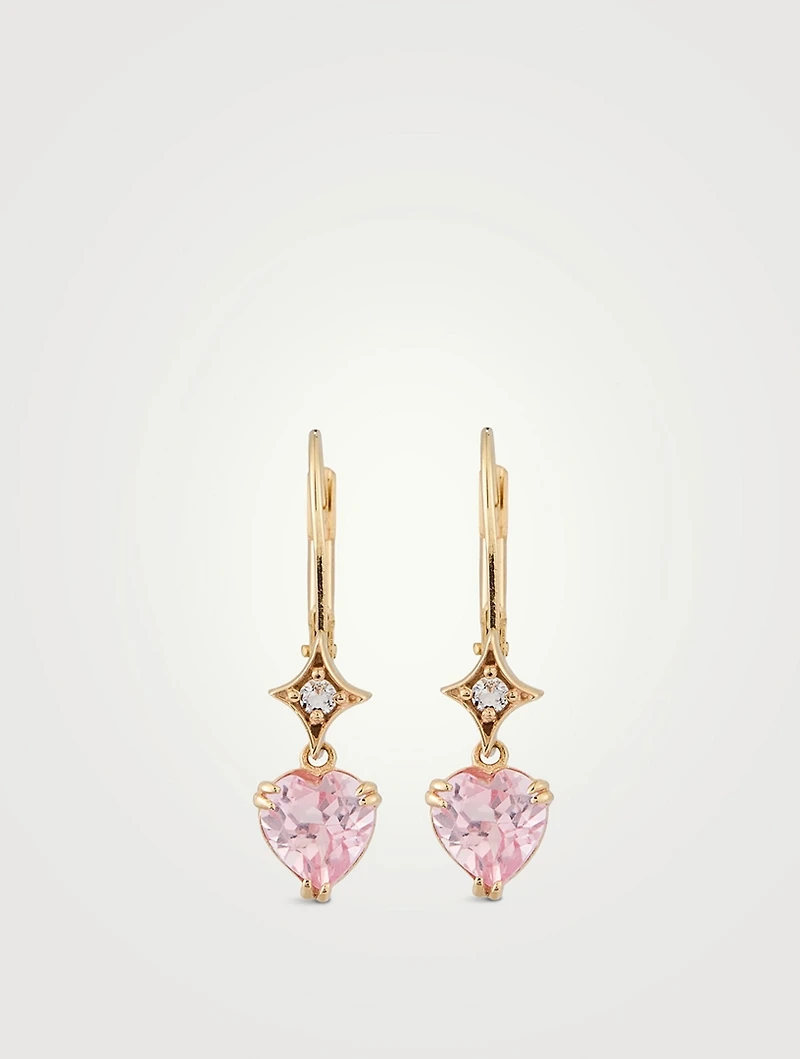 Jac+Jo 14K Gold Heart Drop Earrings With Morganite And Topaz