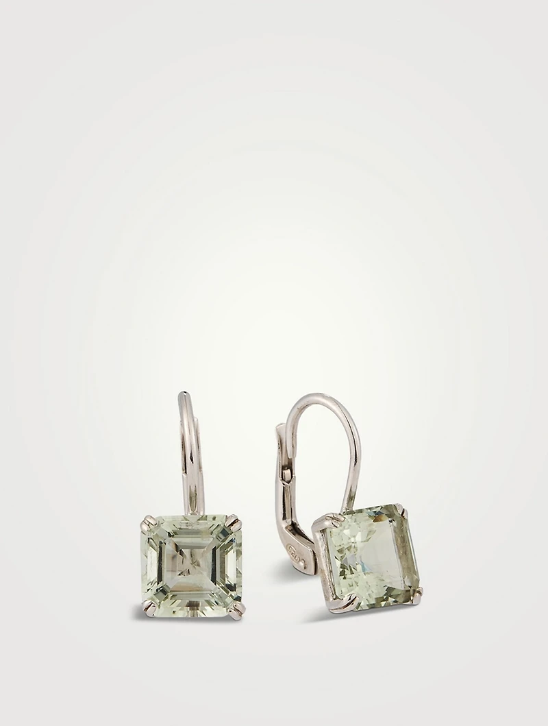 Jac+Jo Harper Silver Earrings With Green Amethyst