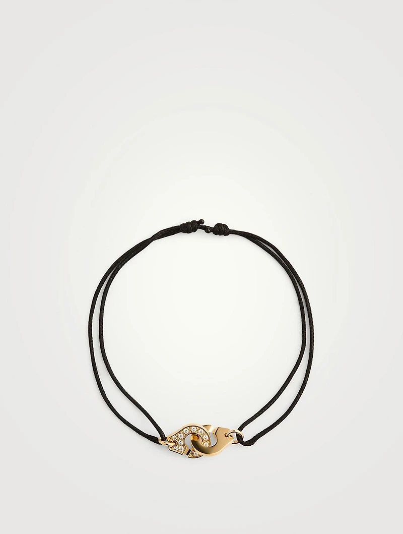 Menottes Dinh Van Cord Bracelet With 18K Gold And Diamonds